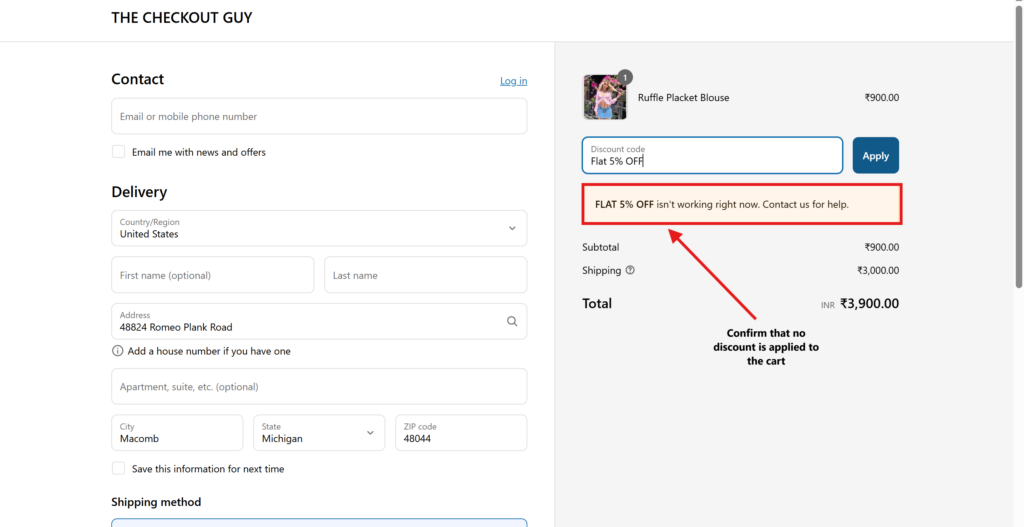 Testing Shopify discount on specific products – no discount on ineligible items