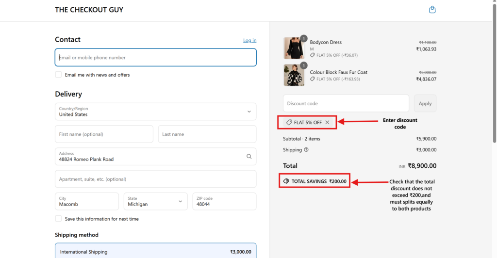 Verifying discount cap works for Shopify discount on specific products
