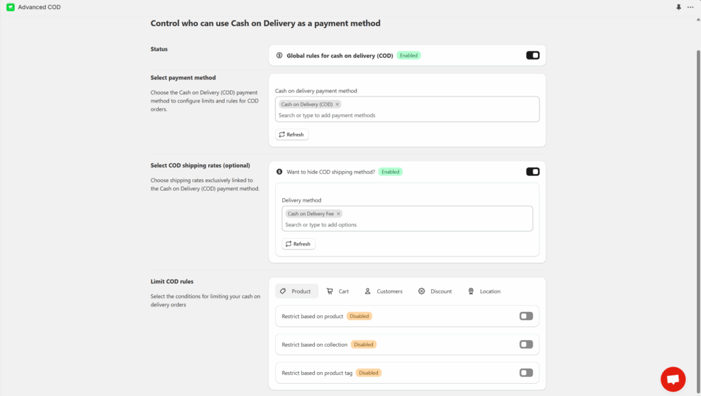 Configuring the Shopify COD Strategy rules from Nex advance COD app