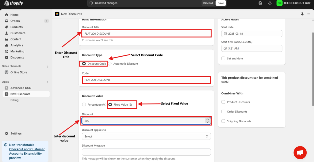The image showing the interphase of Nex discount cap and Limit app where the discounts are set